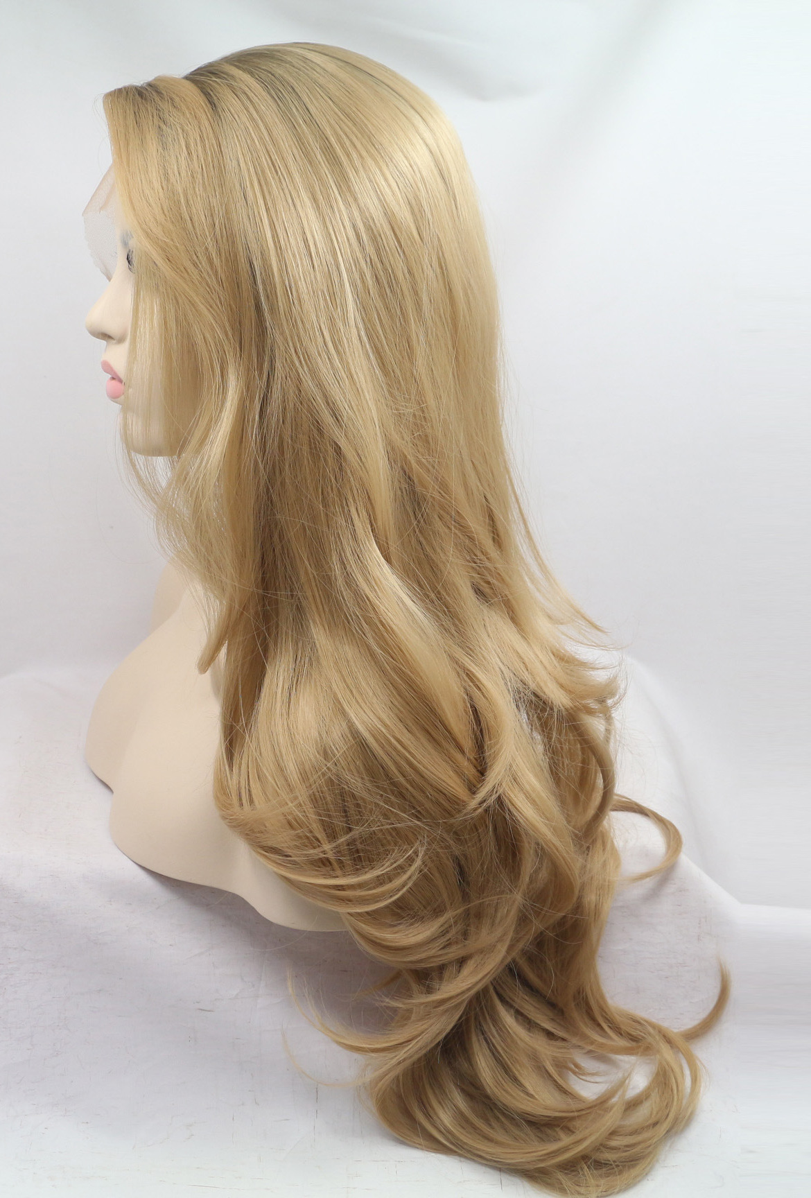 Blonde lace front wig synthetic long wave wigs Super X Studio